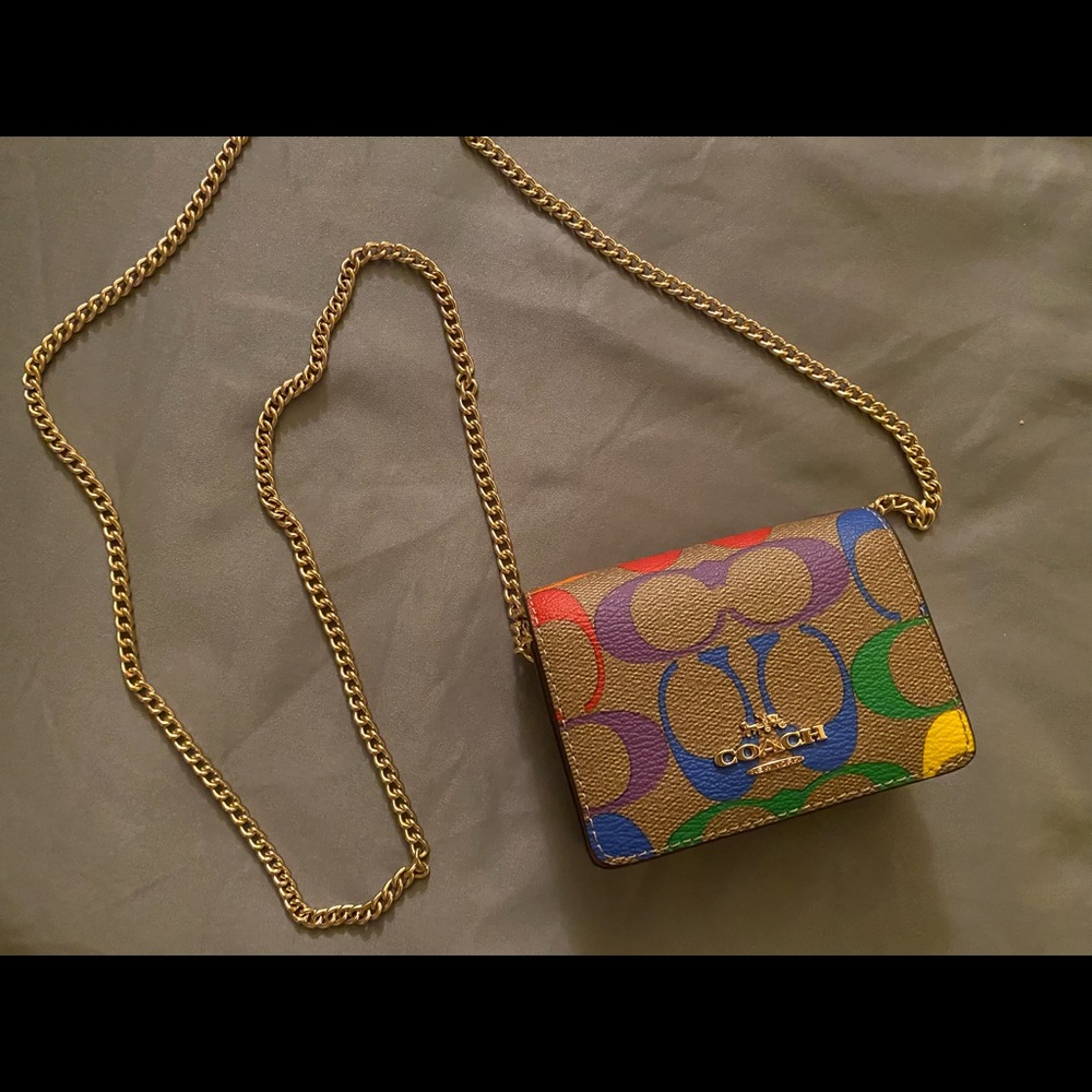 Coach rainbow wallet on a chain